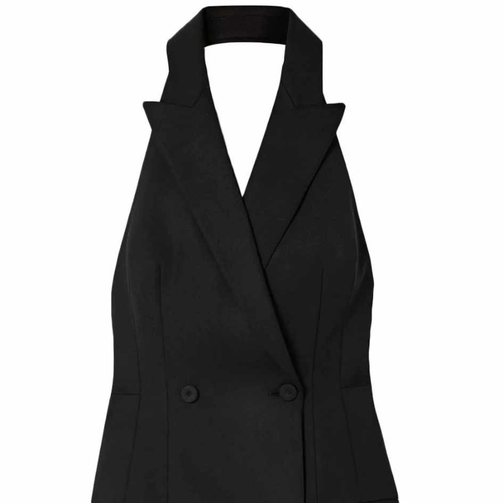Sara Battaglia Open-back wool-blend mini dress